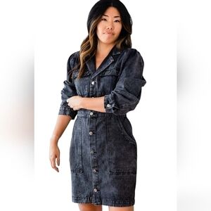 Gilli Washed Black Denim Mini Dress